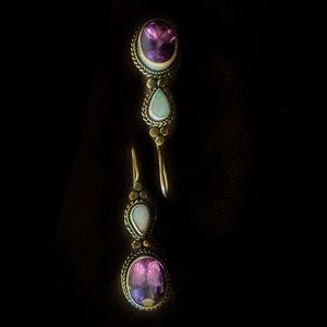 Silver Amethyst/Opal Type Stoned Earrings